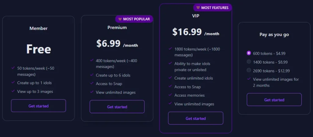 getidol AI pricing