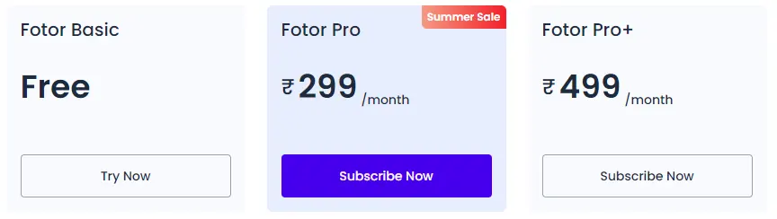 Fotor AI pricing