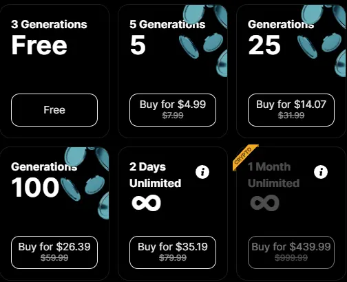 Xnude AI Pricing