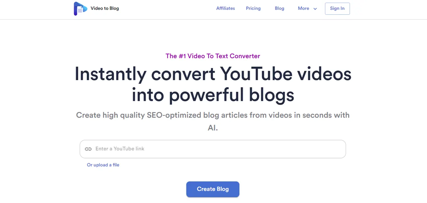 Video to blog AI